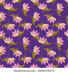 Vintage seamless floral pattern background, abstract leaf flower.