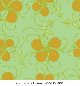 Vintage seamless floral pattern background, abstract leaf flower.