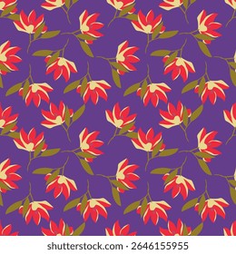 Vintage seamless floral pattern background, abstract leaf flower.