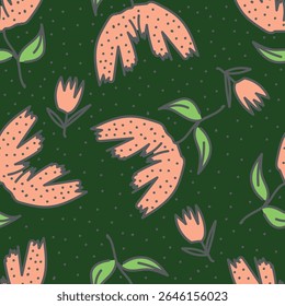 Vintage seamless floral pattern background, abstract leaf flower.