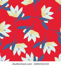 Vintage seamless floral pattern background, abstract leaf flower.