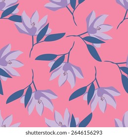 Vintage seamless floral pattern background, abstract leaf flower.