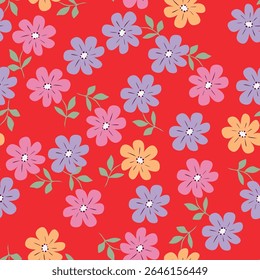 Vintage seamless floral pattern background, abstract leaf flower.