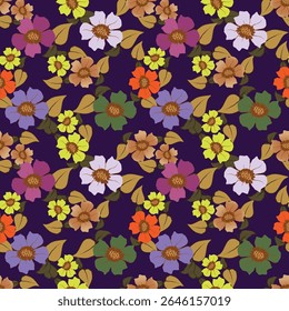 Vintage seamless floral pattern background, abstract leaf flower.