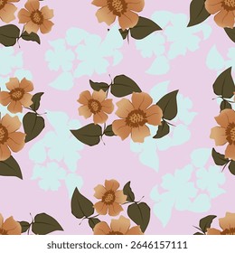 Vintage seamless floral pattern background, abstract leaf flower.
