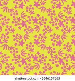 Vintage seamless floral pattern background, abstract leaf flower.