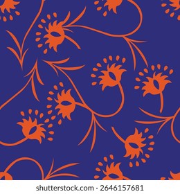 Vintage seamless floral pattern background, abstract leaf flower.