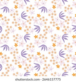 Vintage seamless floral pattern background, abstract leaf flower.