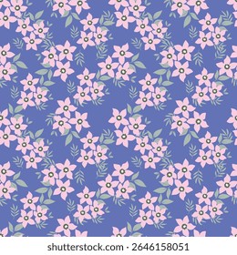 Vintage seamless floral pattern background, abstract leaf flower.