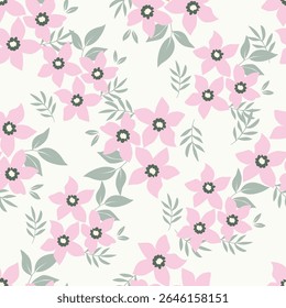 Vintage seamless floral pattern background, abstract leaf flower.