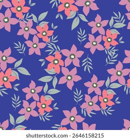 Vintage seamless floral pattern background, abstract leaf flower.