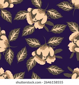 Vintage seamless floral pattern background, abstract leaf flower.