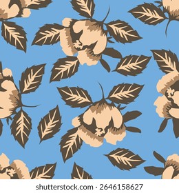 Vintage seamless floral pattern background, abstract leaf flower.