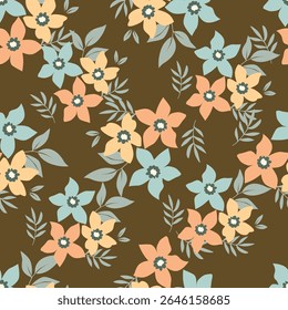 Vintage seamless floral pattern background, abstract leaf flower.