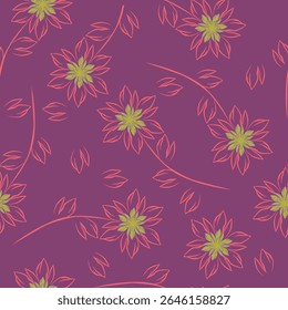 Vintage seamless floral pattern background, abstract leaf flower.