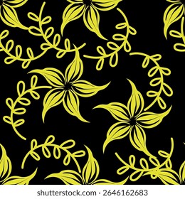 Vintage seamless floral pattern background, abstract leaf flower.