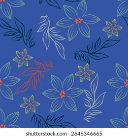 Vintage seamless floral pattern background, abstract leaf flower.