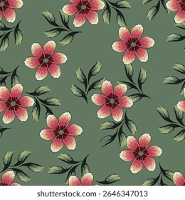 Vintage seamless floral pattern background, abstract leaf flower.
