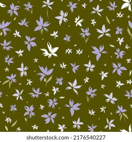 Vintage seamless floral pattern. Ditsy style background of small pastel colorful flowers. 