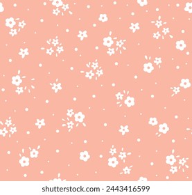 Patrón floral sin costuras vintage. Fondo de estilo diminuto de pequeñas flores de color blanco. Vector de stock para impresión en superficies, textiles, papel pintado, diseño web y otros usos.