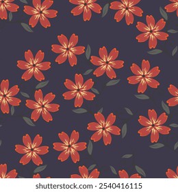 Motif floral harmonieux Vintage. Arrière-plan style moucheté de petites fleurs. Petites fleurs en fleur dispersées sur fond vert. Image vectorielle de stock pour l'impression sur les surfaces et le web design