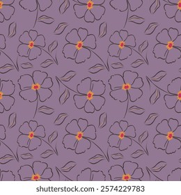 Vintage seamless floral pattern. Ditsy style background of small flowers. Small blooming flowers scattered over a ivory background. Stock vector for printing on surfaces and web design.