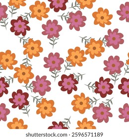 Vintage seamless floral pattern. Ditsy style background of small flowers. Ditsy floral over light yellow background. Small flower pattern for fashion, wrapping, printing on fabrics and surface