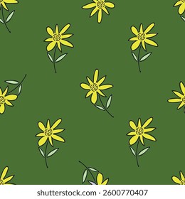 Vintage seamless floral pattern. Ditsy style background of small flowers. Ditsy floral over light yellow background. Small flower pattern for fashion, wrapping, printing on fabrics and surface