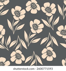Vintage seamless floral pattern. Ditsy style background of small flowers. Ditsy floral over light yellow background. Small flower pattern for fashion, wrapping, printing on fabrics and surface