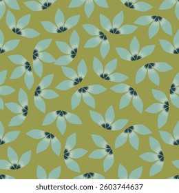 Vintage seamless floral pattern. Ditsy style background of small flowers. Ditsy floral over light yellow background. Small flower pattern for fashion, wrapping, printing on fabrics and surface.