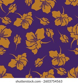 Vintage seamless floral pattern. Ditsy style background of small flowers. Ditsy floral over light yellow background. Small flower pattern for fashion, wrapping, printing on fabrics and surface.