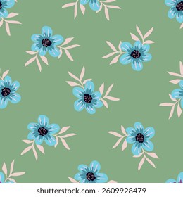 Vintage seamless floral pattern. Ditsy style background of small flowers. Ditsy floral over light yellow background. Small flower pattern for fashion, wrapping, printing on fabrics and surface