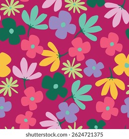Vintage seamless floral pattern. Ditsy style background of small flowers. Ditsy floral over light yellow background. Small flower pattern for fashion, wrapping, printing on fabrics and surface