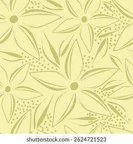 Vintage seamless floral pattern. Ditsy style background of small flowers. Ditsy floral over light yellow background. Small flower pattern for fashion, wrapping, printing on fabrics and surface