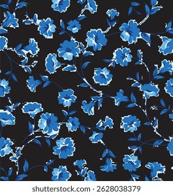 Padrão floral sem emenda vintage. Ditsy estilo fundo de flores pequenas. Pequenas flores rosa florescentes espalhadas sobre um fundo de marfim.