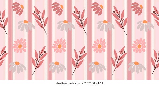 Vintage seamless floral pattern featuring autumn leaves and spring blossom vector illustrations for nature-inspired wallpaper decoration and garden art design