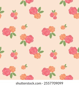 vintage seamless floral pattern with flowers, roses, and leaves