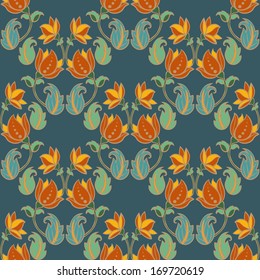 Vintage seamless floral pattern. Hand drawn vector illustration