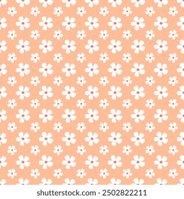Patrón floral inconsútil de Antiguas. Flores dibujadas a mano con un patrón sin fisuras. Patrón floral de Vector sobre fondo de Peach Fuzz.