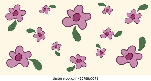 Vintage seamless floral pattern. Hand drawn style background of small flowers. Ditsy floral over light yellow background. Small flower pattern for fashion, wrapping, printing on fabrics and surface.