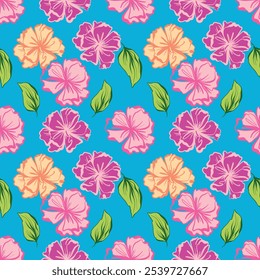 Vintage seamless floral pattern. Liberty style background of small golden orange flowers. Small flowers scattered over a white background. Stock vector for printing on surfaces. Realistic flowers.