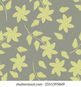 Vintage seamless floral pattern. Liberty style background of small golden orange flowers. Small flowers scattered over a white background. Stock vector for printing on surfaces. Realistic flowers.