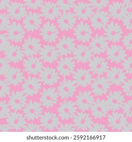 Vintage seamless floral pattern. Liberty style background of small coral pink flowers. Small flowers scattered over a beige background. Stock vector for printing on surfaces. Realistic plant flowers.