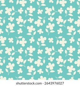 Vintage seamless floral pattern. Liberty style background of small mauve and lilac flowers. Small flowers scattered over a white background. Stock vector for printing on surfaces. Realistic flowers