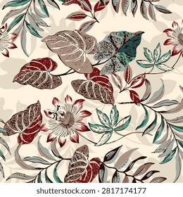 Vintage seamless floral pattern. Liberty style background of small mauve and lilac flowers. Small flowers scattered over a white background. Stock for printing on surfaces. Realistic flowers.