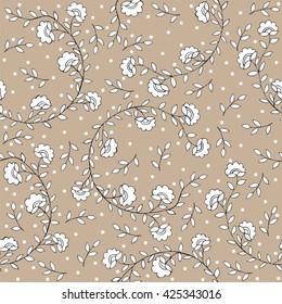 Vintage seamless floral pattern on the beige background. Vector illustration seamless for banner, card, invitation, textile, fabric, wrapping paper.