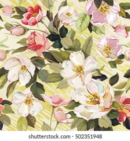 Vintage Seamless floral pattern with pastel flowers