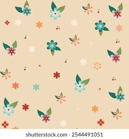 Patrón floral inconsútil de Antiguas. Pequeñas flores esparcidas sobre un fondo simple. Vector común para imprimir en superficies.