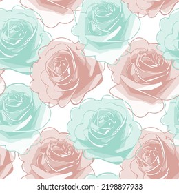 Vintage seamless floral pattern with stylized  roses . Vector illustration.