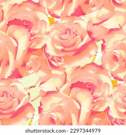 Vintage seamless floral pattern with stylized  roses . Vector illustration.